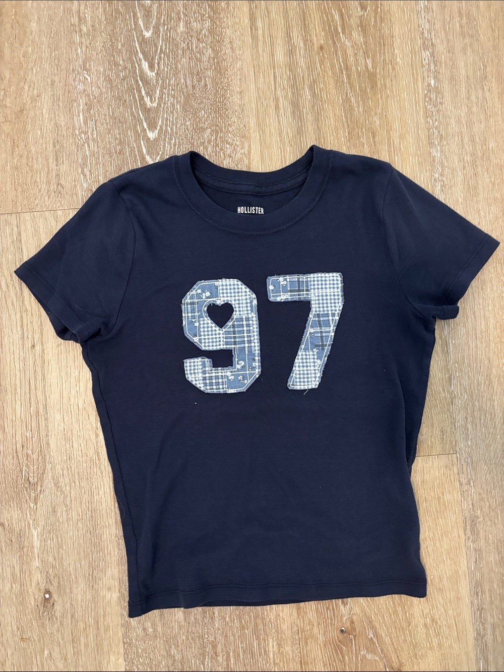 Hollister Navy Short-Sleeve Tee with Blue '97 Patch Graphic
